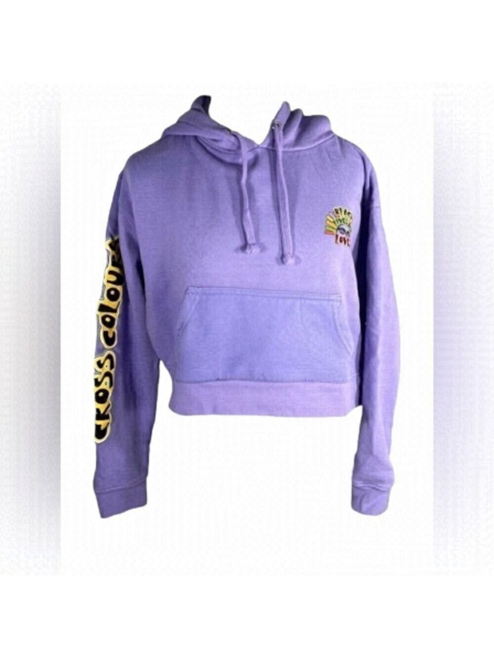 CROSS Colours cropped hoodie pullover sweater lilac Black Lives Are Loved size M